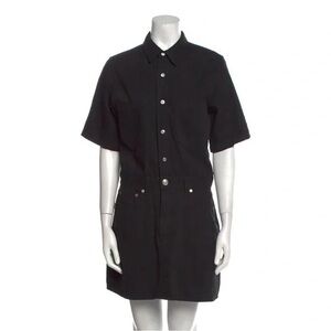 Black Short-Sleeve Shirt Dress